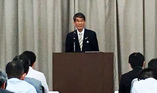 京都北都信用金庫　理事長　森屋 松吉 氏（当協会 副会長）からの開講のご挨拶。